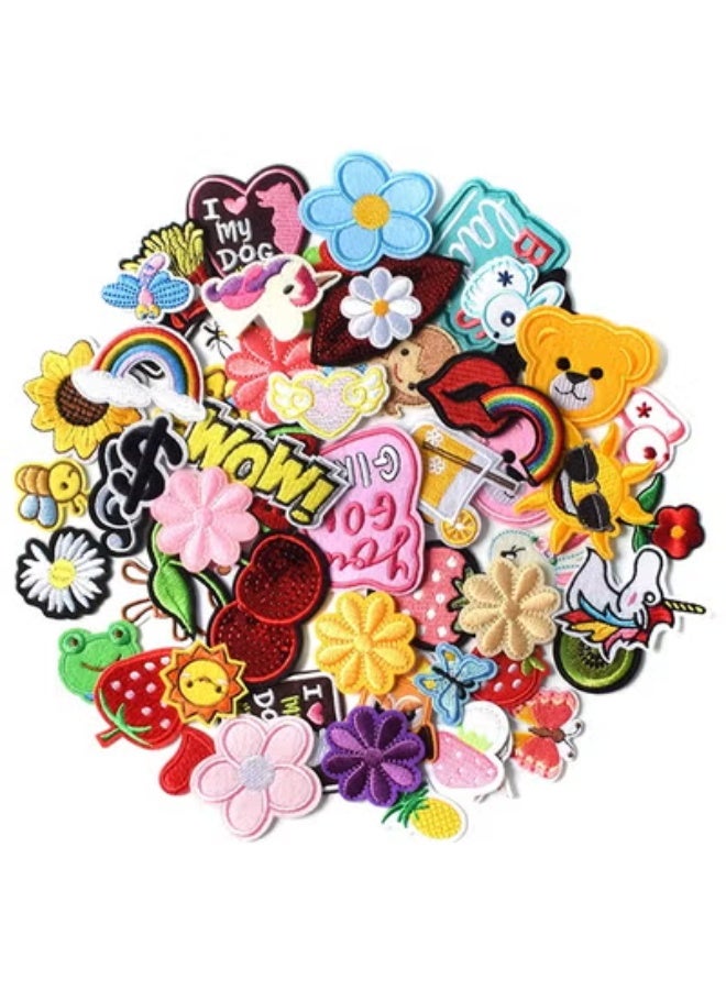 fantasize Patches for Clothing, 60 PCS Embroidered Iron On Patches DIY Accessories, Random Assorted Decorative Patches , Cute Sewing Applique for Jackets, Hats, Backpacks, Jeans, 60 Pieces Package - Image 3